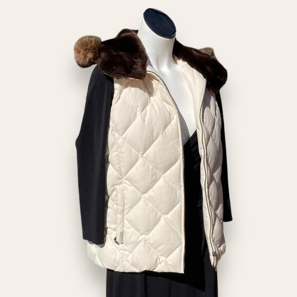 RALPH LAUREN Puffer Vest Small Faux Fur Hood Down Quilted Zip - Picture 2 of 7